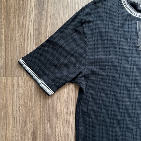 Distortion Men’s Ribbed Cotton T-Shirt Size Small Black Short Sleeve NWT - Picture 4 of 9